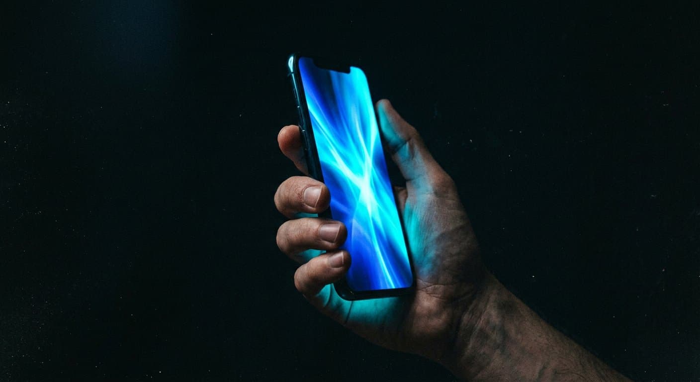 Smartphone in hand showing an application
